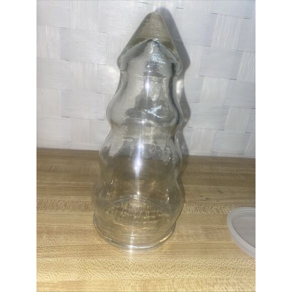 Vintage Clear Glass Christmas Tree Shaped 2-Part Candy Jar Container 7.5” x 3" - Picture 8 of 8